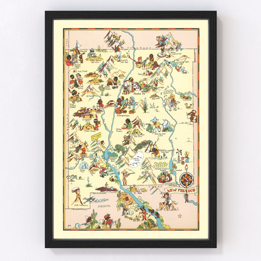 Vintage Map of New Mexico 1935