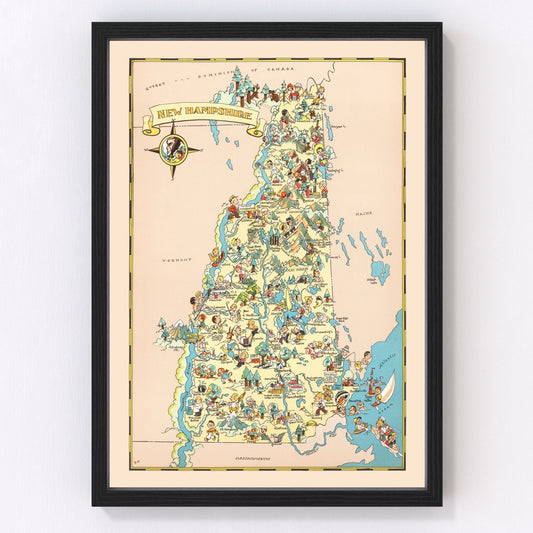Vintage Map of New Hampshire 1935