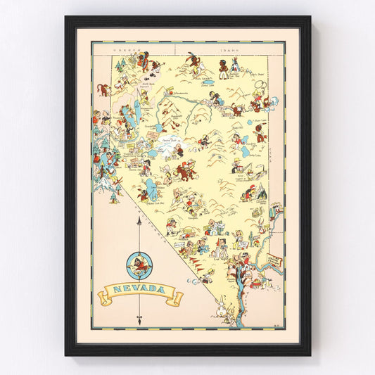 Vintage Map of Nevada 1935