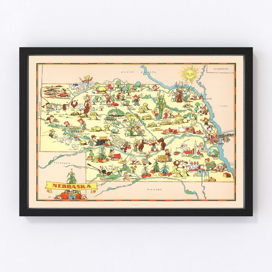 Vintage Map of Nebraska 1935