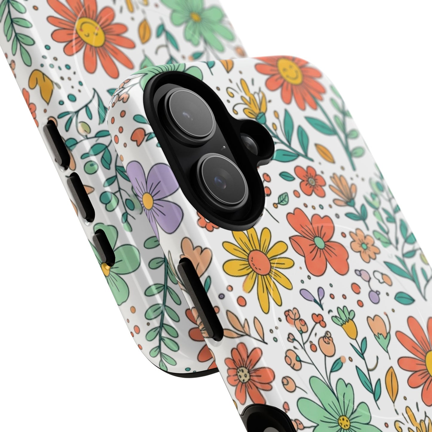 Floral Doodle Tough Magnetic Phone Case – Colorful Wildflower Protection