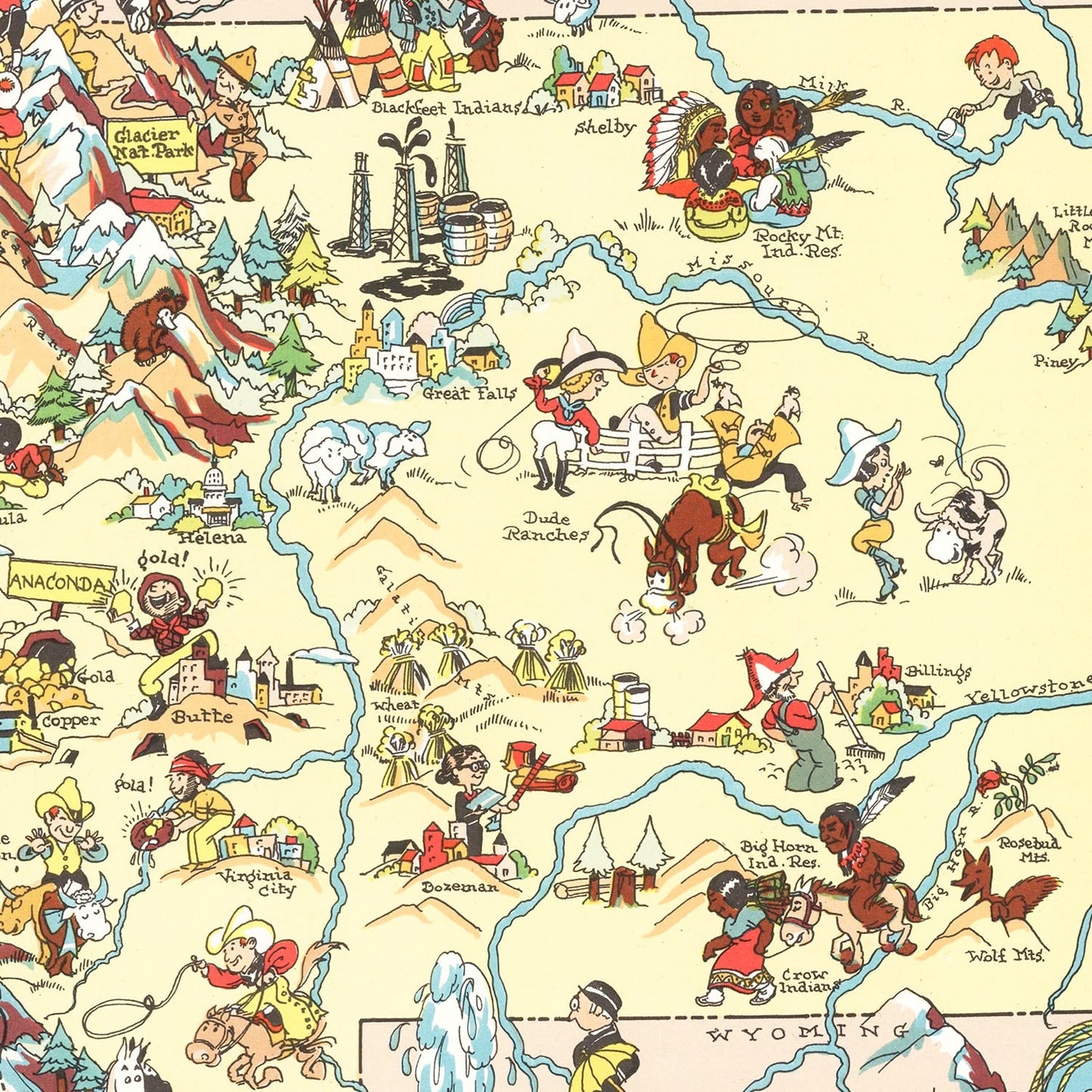 Vintage Map of Montana 1935