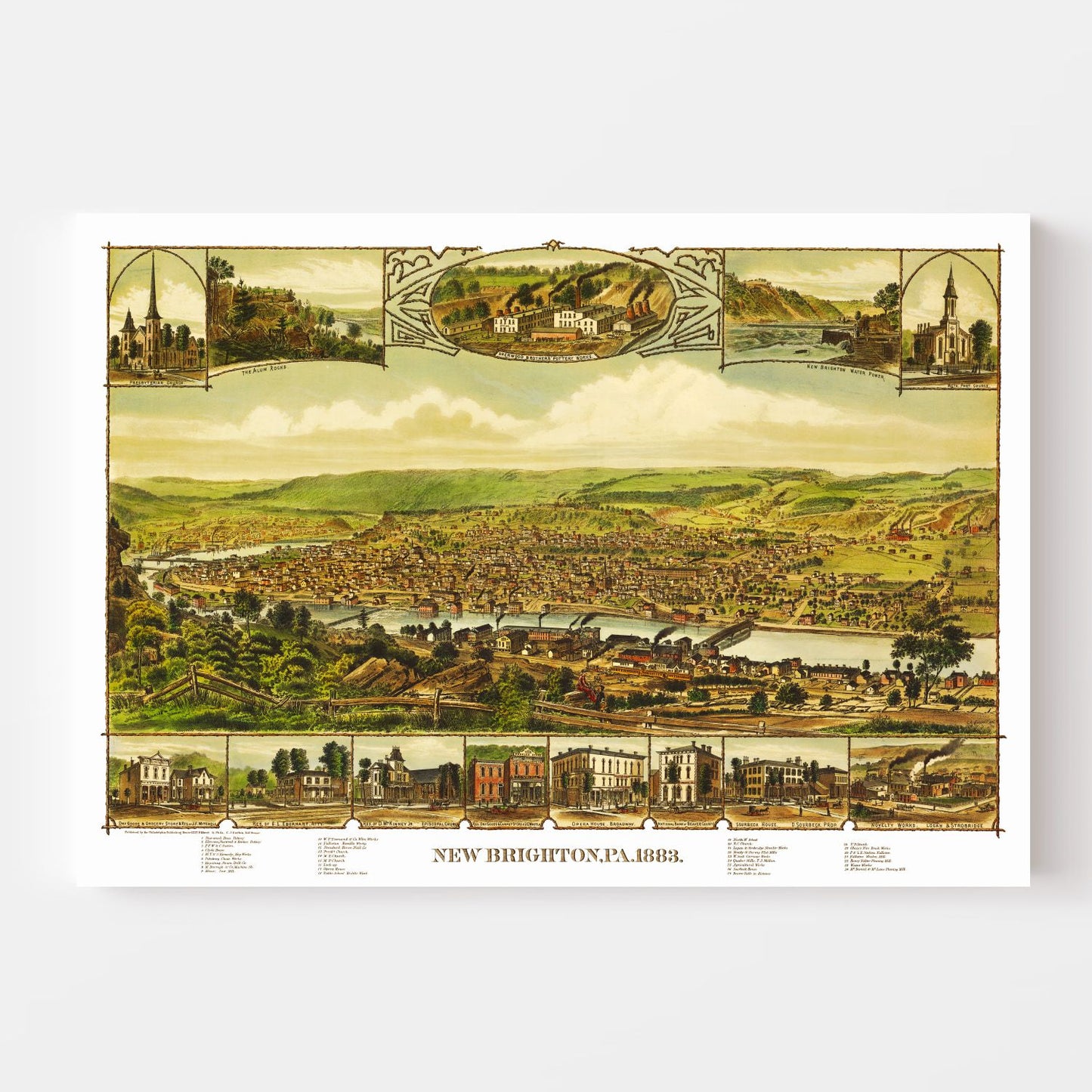 Vintage Map of New Brighton, Pennsylvania 1883