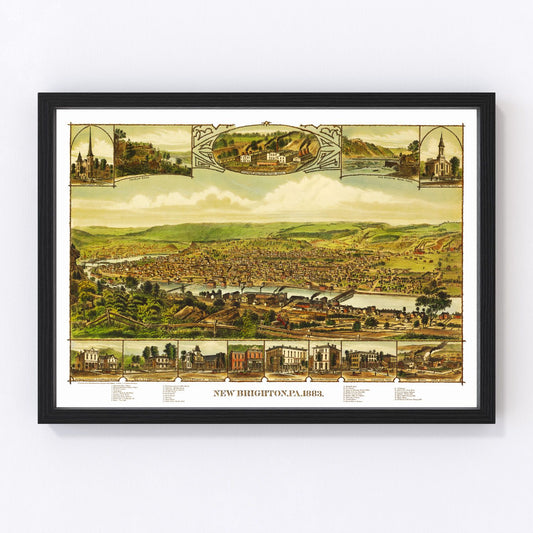 Vintage Map of New Brighton, Pennsylvania 1883