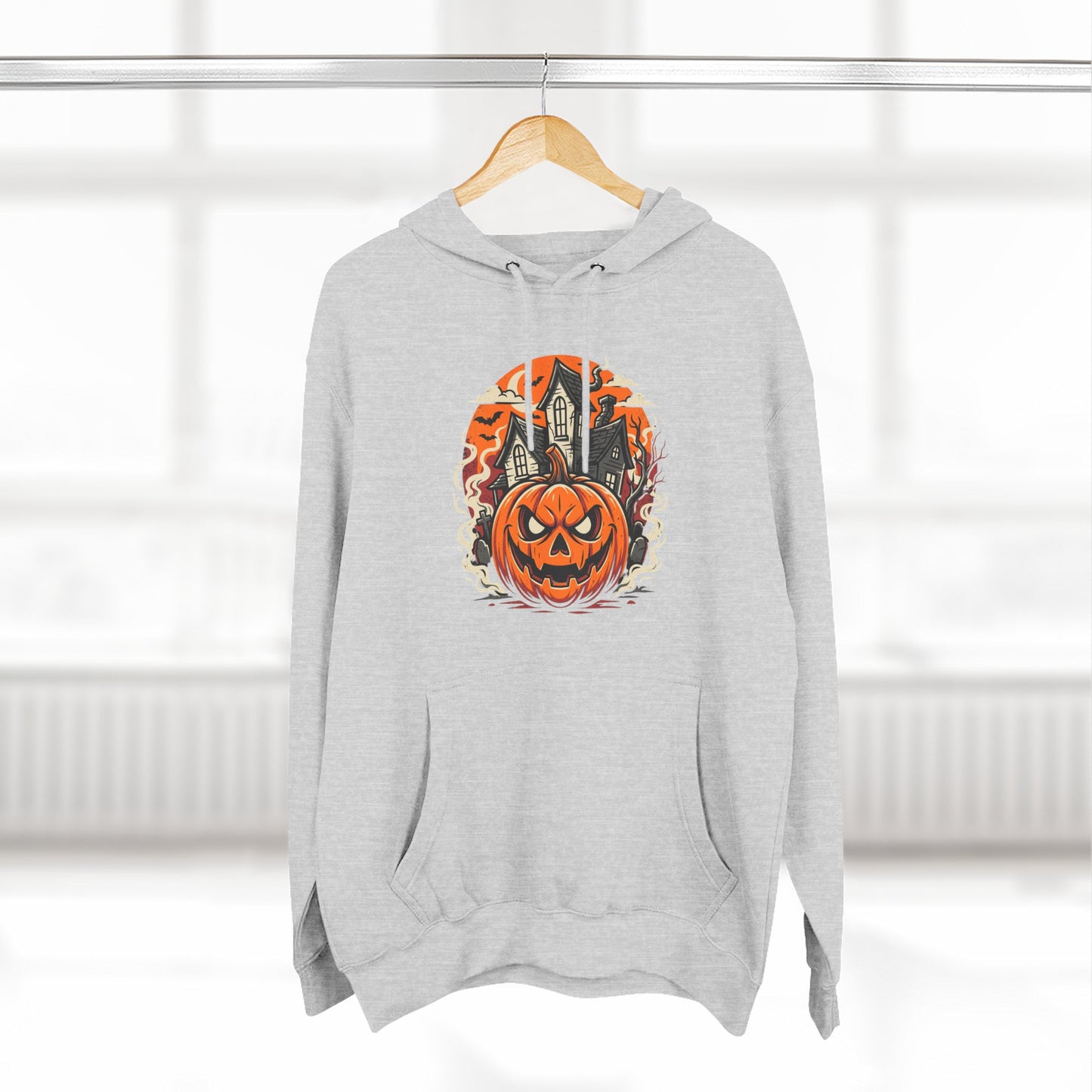 Halloween Pumpkin Hoodie — Jack-O'-Lantern Haunted House Fleece Hoodie