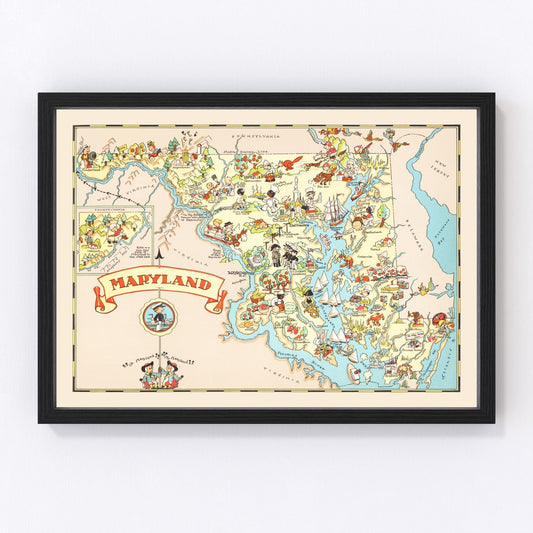 Vintage Map of Maryland 1935