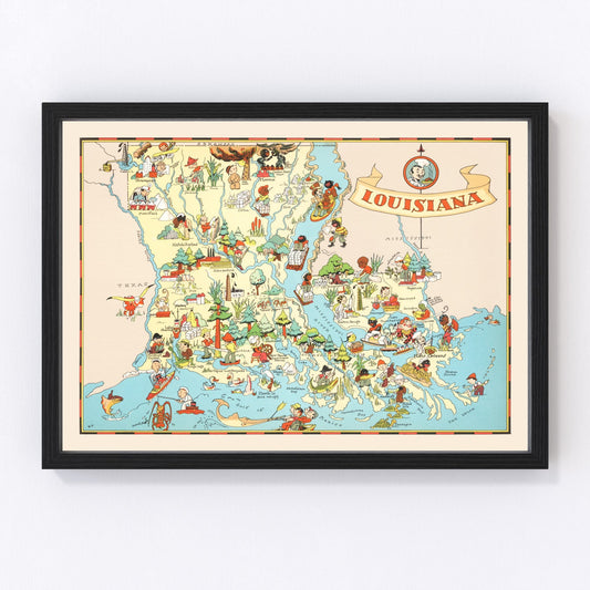 Vintage Map of Louisiana 1935