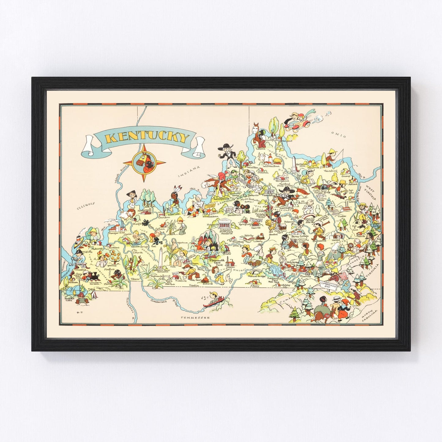 Vintage Map of Kentucky 1935
