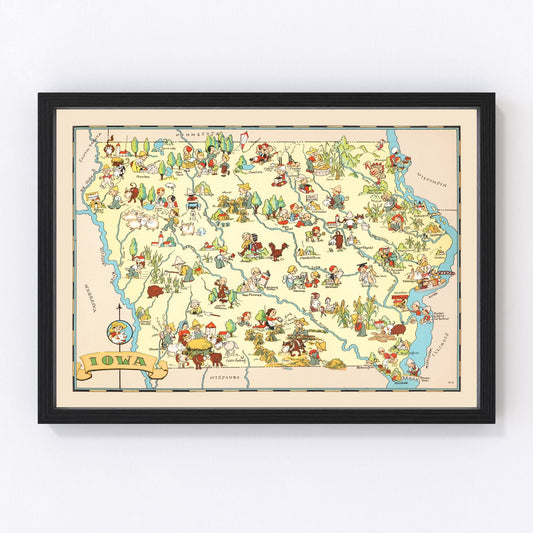 Vintage Map of Iowa 1935