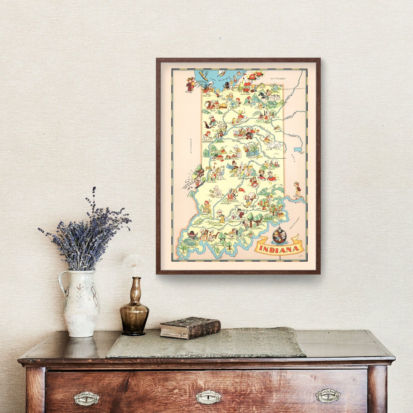 Vintage Map of Indiana 1935