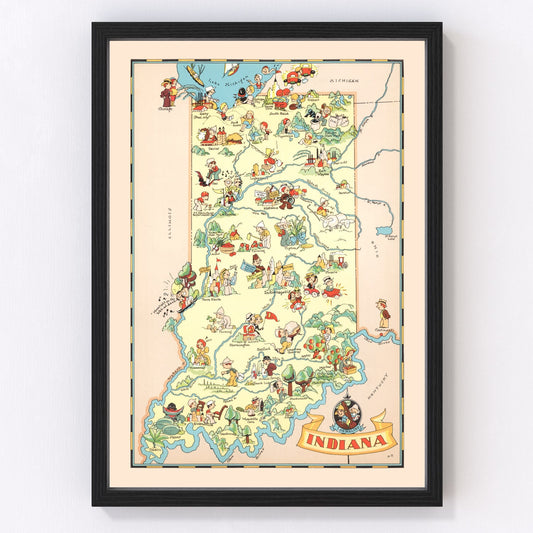 Vintage Map of Indiana 1935