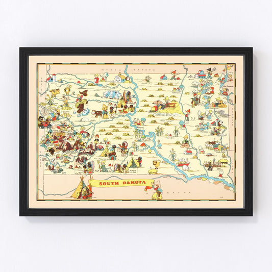 Vintage Map of South Dakota 1935