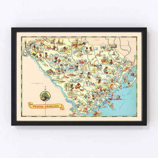 Vintage Map of South Carolina 1935