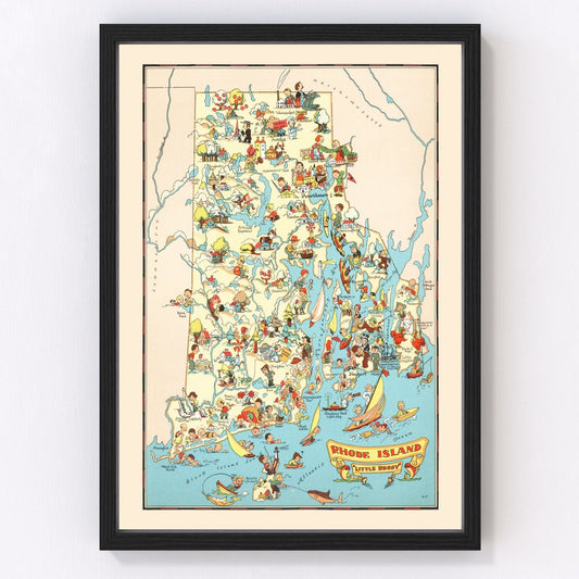 Vintage Map of Rhode Island 1935