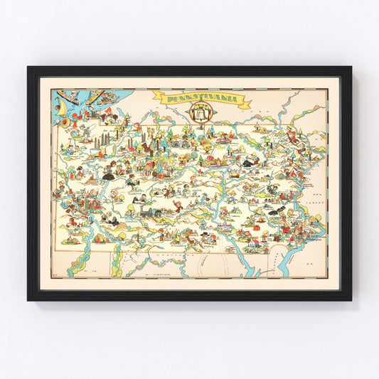 Vintage Map of Pennsylvania 1935