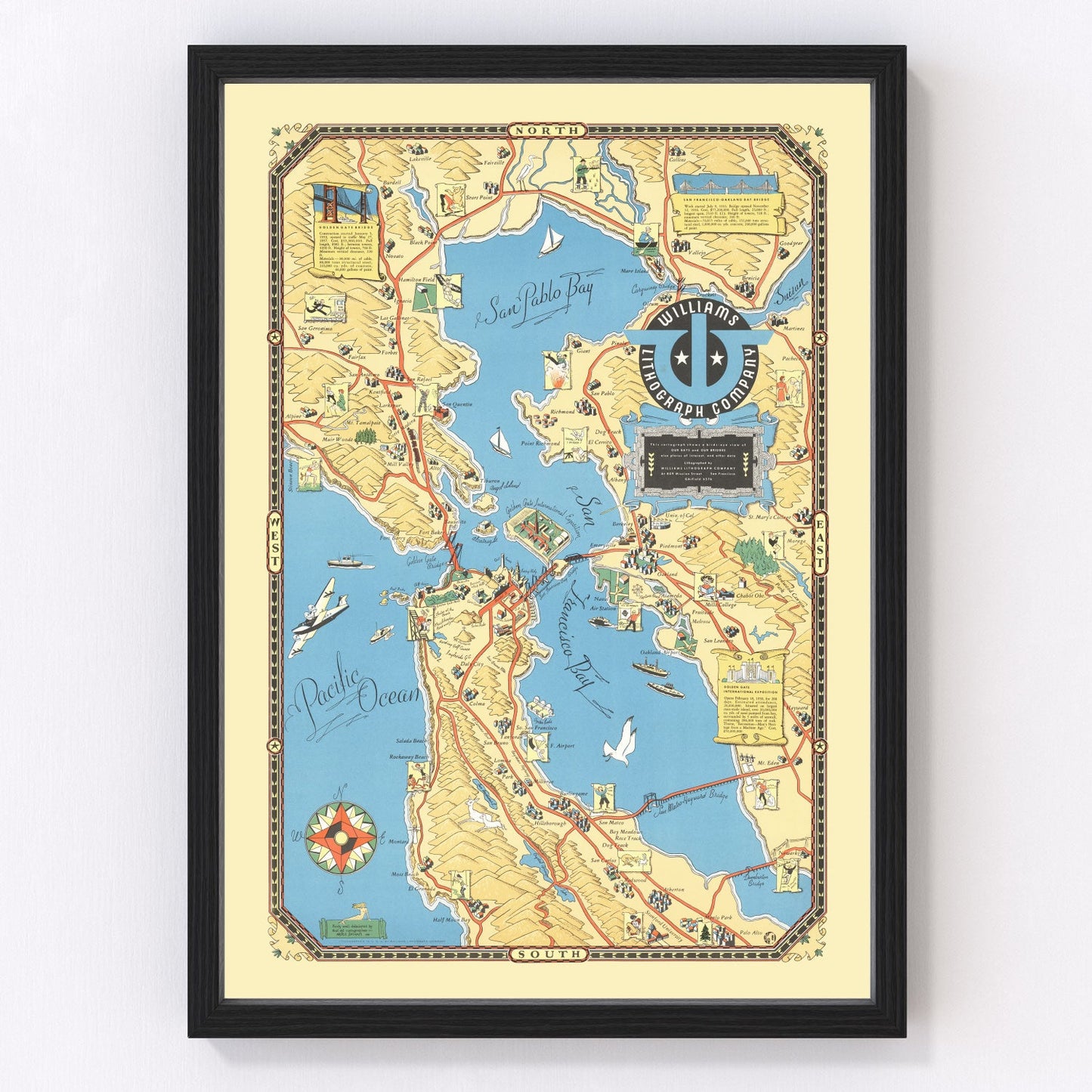 Vintage Map of San Francisco Bay, 1939