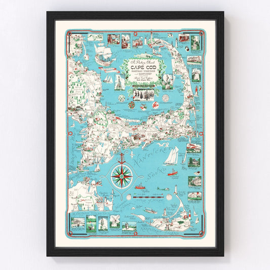 Vintage Map of Cape Cod, 1955