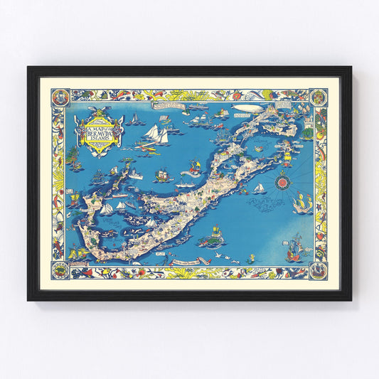 Vintage Map of Bermuda Islands, 1930