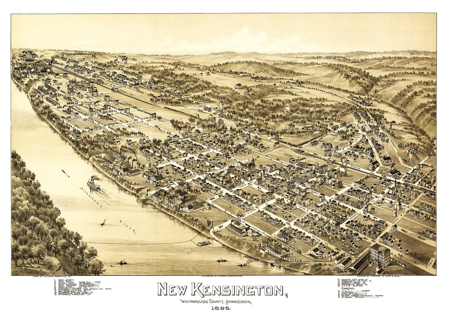 Vintage Map of New Kensington, Pennsylvania 1896