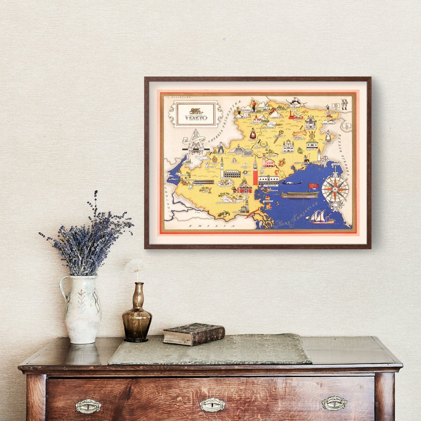 Vintage Map of Veneto Italy, 1938