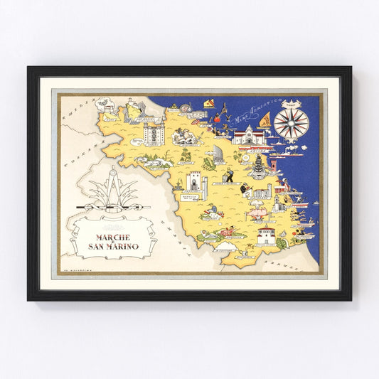 Vintage Map of Marche, 1938