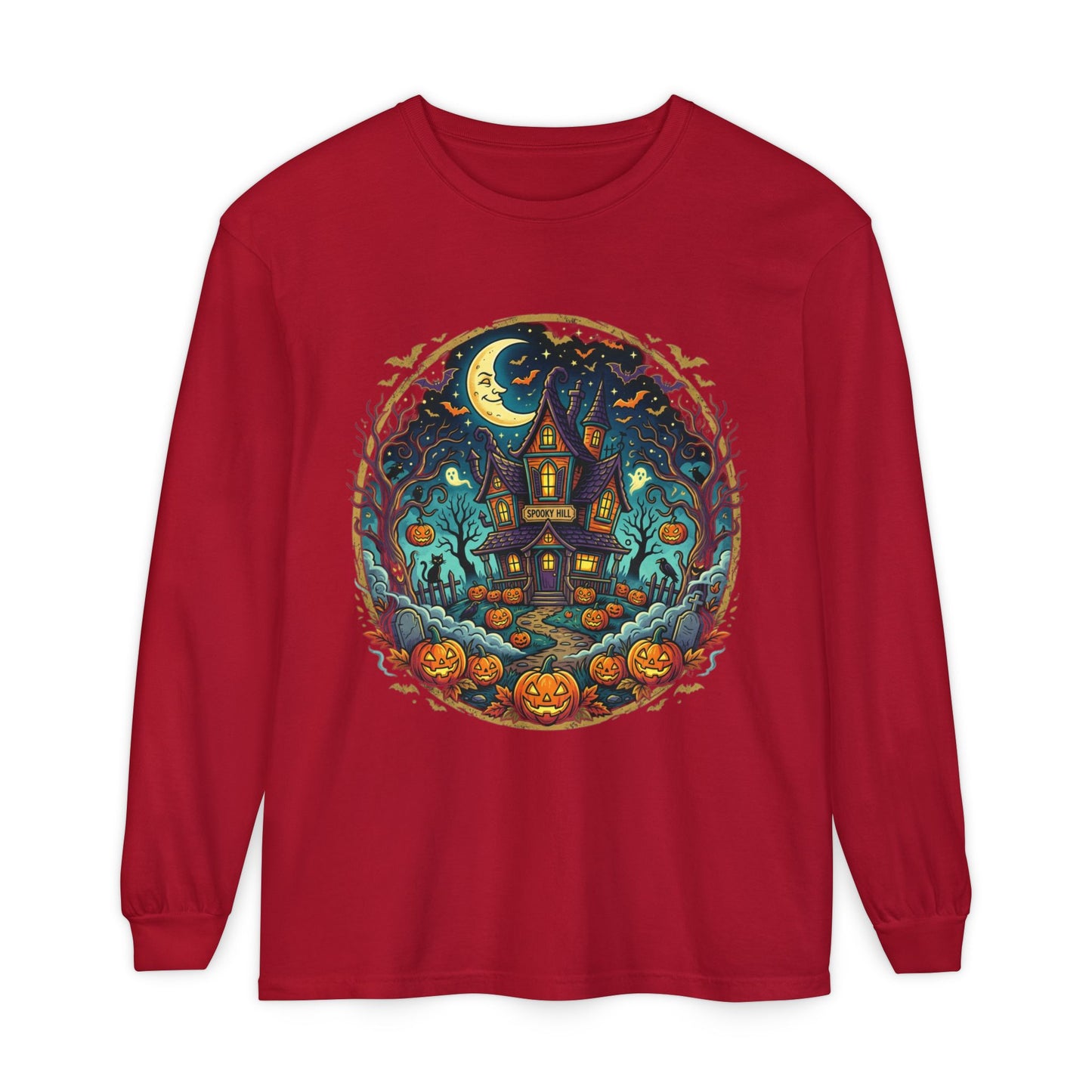 Haunted House Halloween Long Sleeve Tee