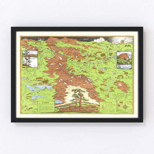Vintage Map of Rocky Mountain National Park 1948