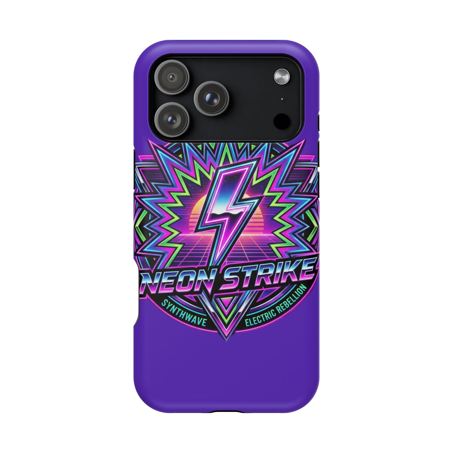 Neon Strike Phone Case — Retro 80s Lightning Magnetic Impact-Resistant Cover