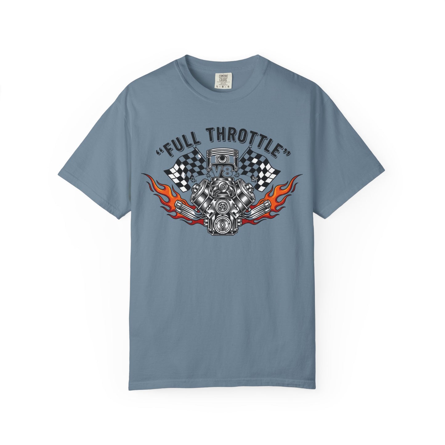 Full Throttle V8 Engine T-shirt | Racing Flags, Flames