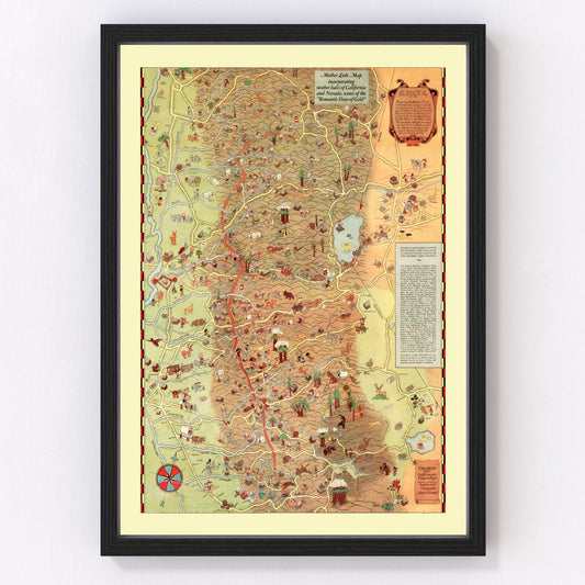 Vintage Map of Mother Lodes of California & Nevada, 1931