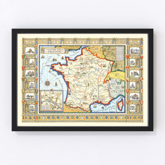 Vintage Map of France 1929