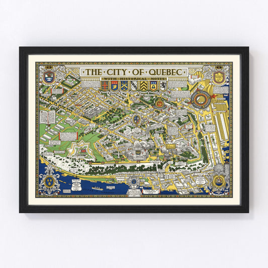 Vintage Map of Quebec, Canada 1932