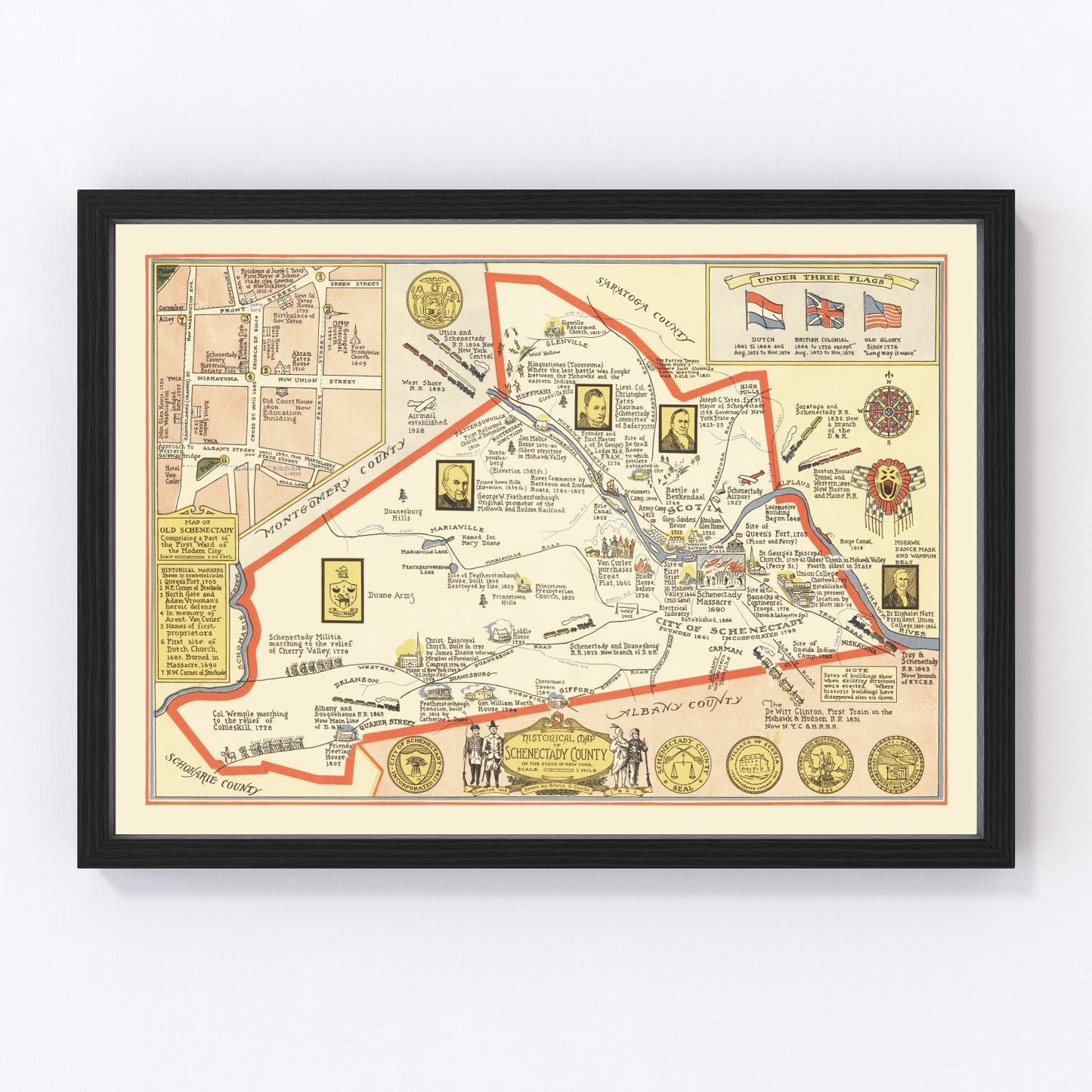 Vintage Map of Schenectady County, New York 1931