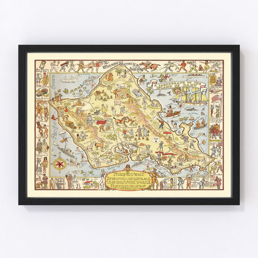 Vintage Map of Oahu, 1933