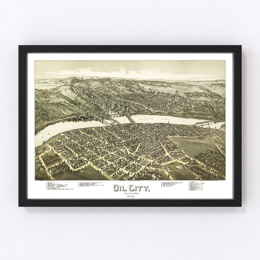 Vintage Map of Oil City, Pennsylvania 1896