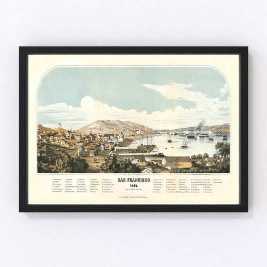 Vintage Map of San Francisco, California 1849