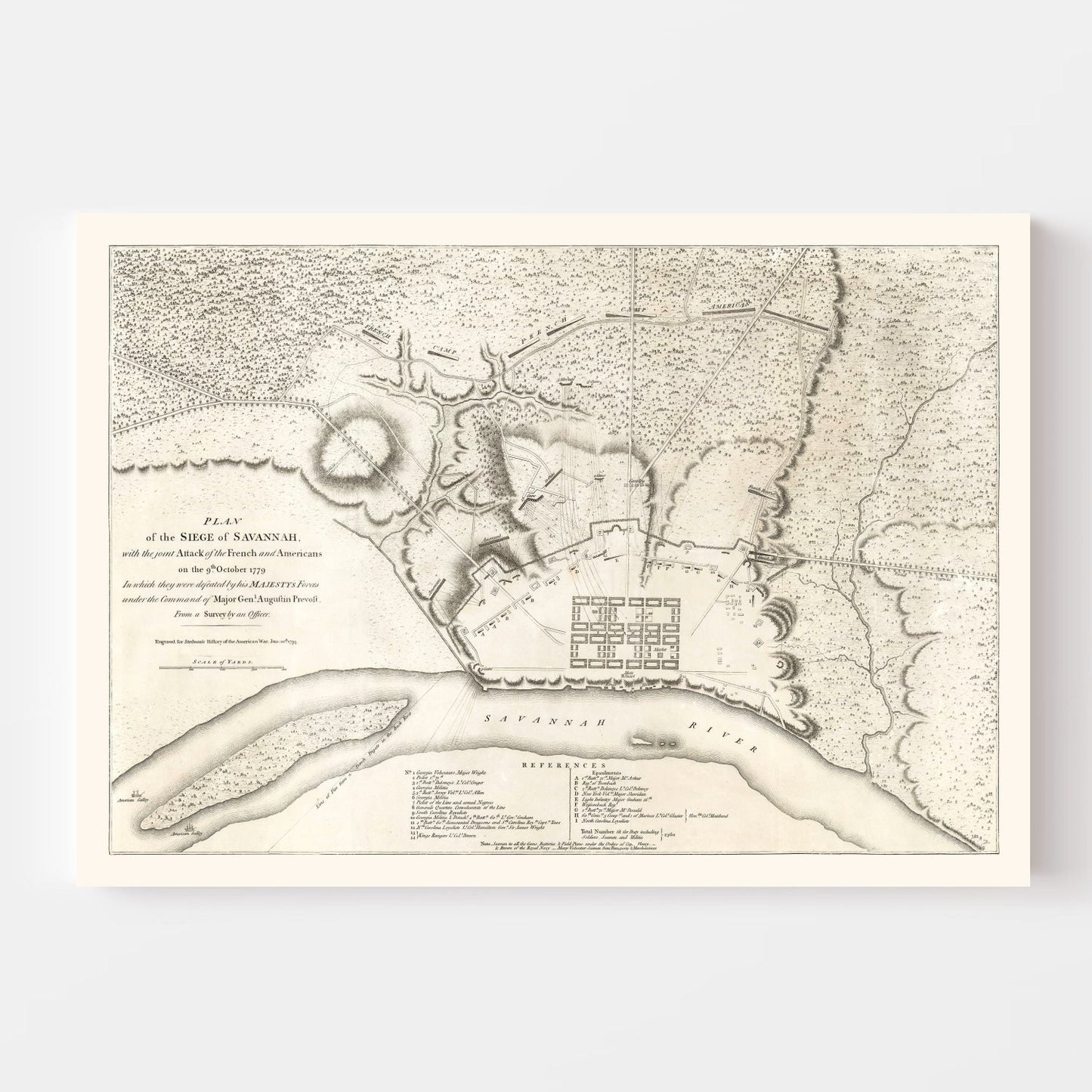 Vintage Map of Savannah, Georgia 1794