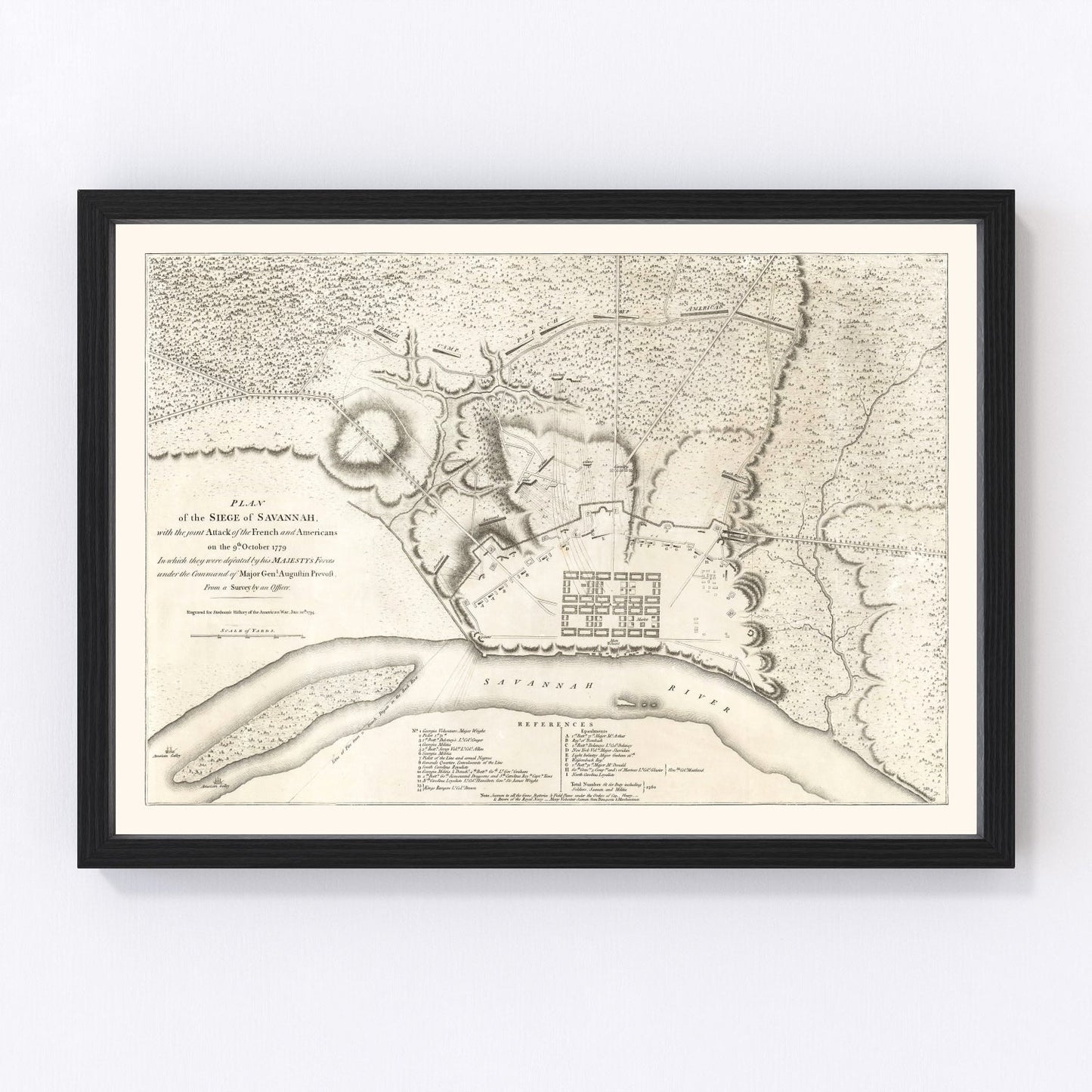 Vintage Map of Savannah, Georgia 1794