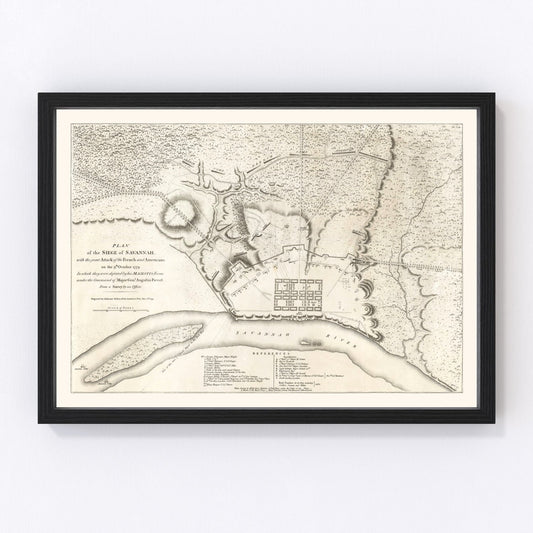 Vintage Map of Savannah, Georgia 1794