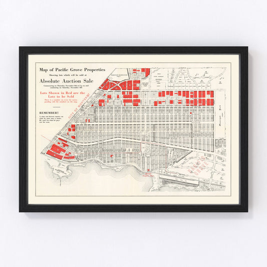 Vintage Map of Pacific Grove, California 1919