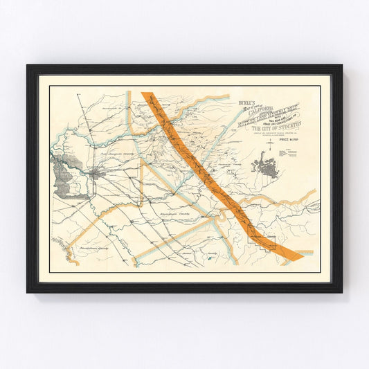 Vintage Map of Mother Lode Mineral Belt, 1898