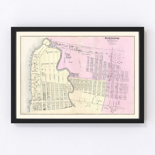 Vintage Map of Ravenswood Long Island, New York 1873