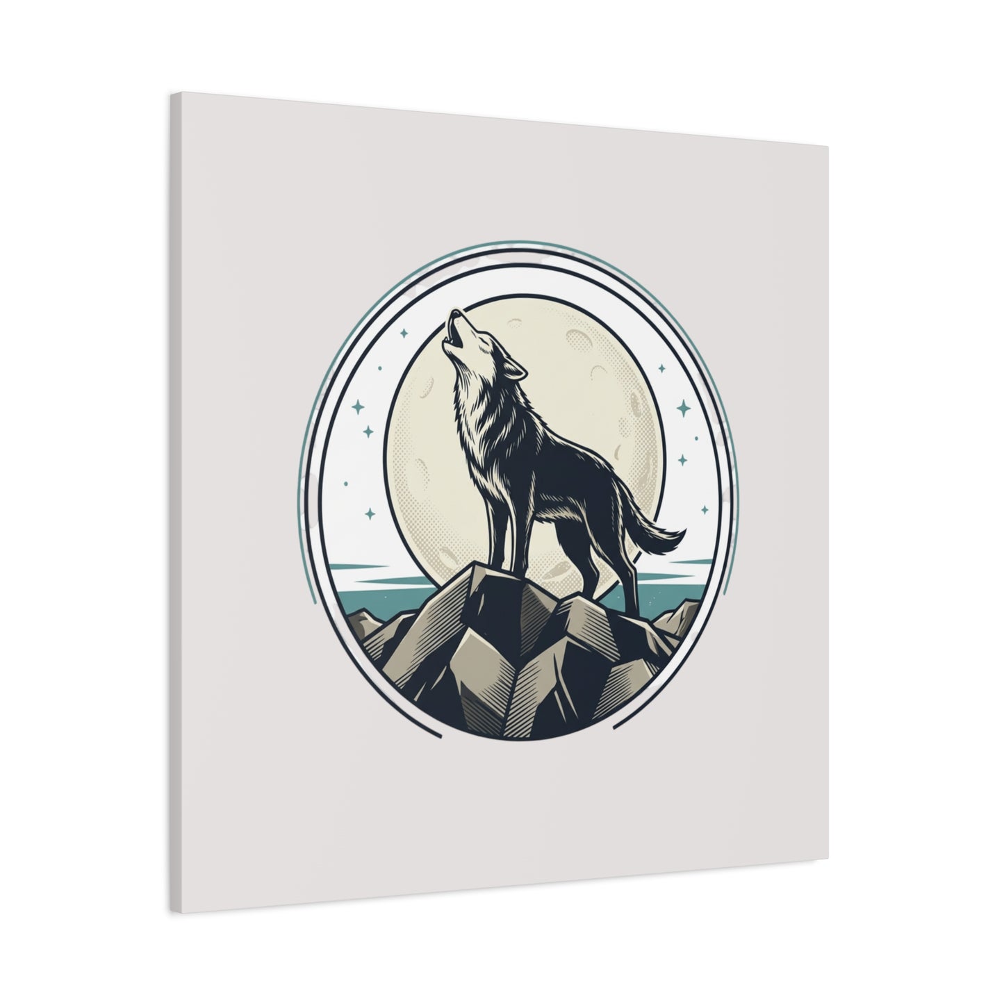 Howling Wolf Canvas Wall Art — Moonlit Wilderness Matte Stretched Print