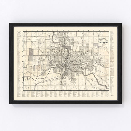 Vintage Map of Des Moines, Iowa 1906