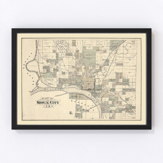 Vintage Map of Sioux City, Iowa 1893