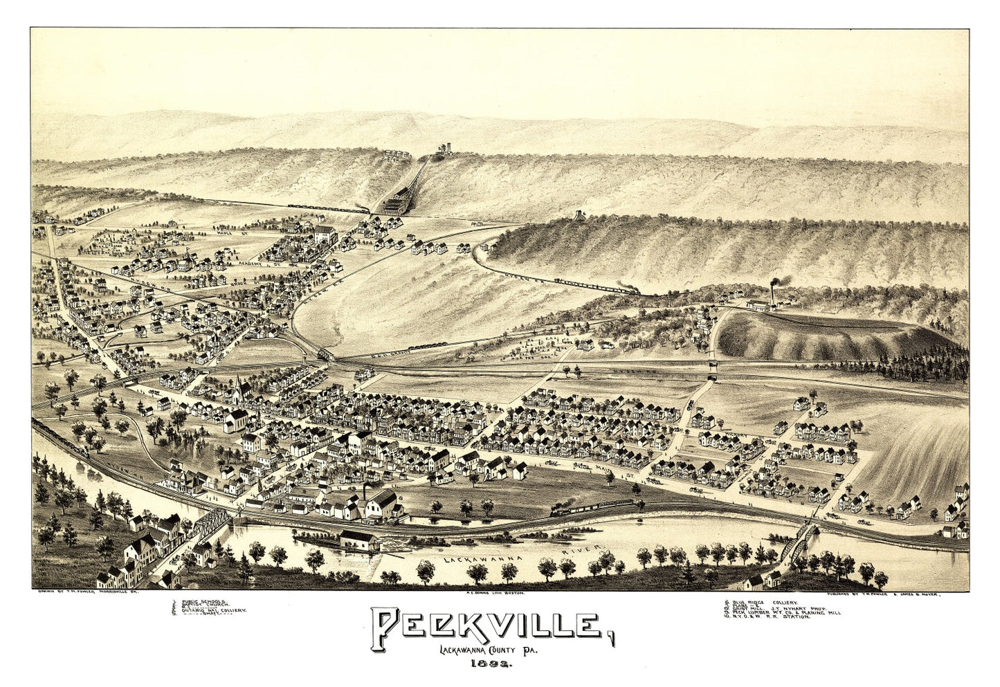 Vintage Map of Peckville, Pennsylvania 1892