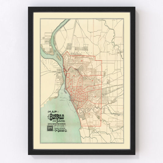 Vintage Map of Bufalo, New York 1891