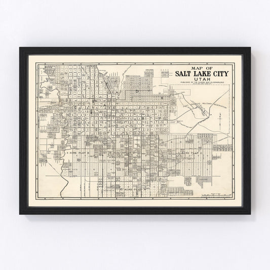 Vintage Map of Salt Lake City, Utah 1909