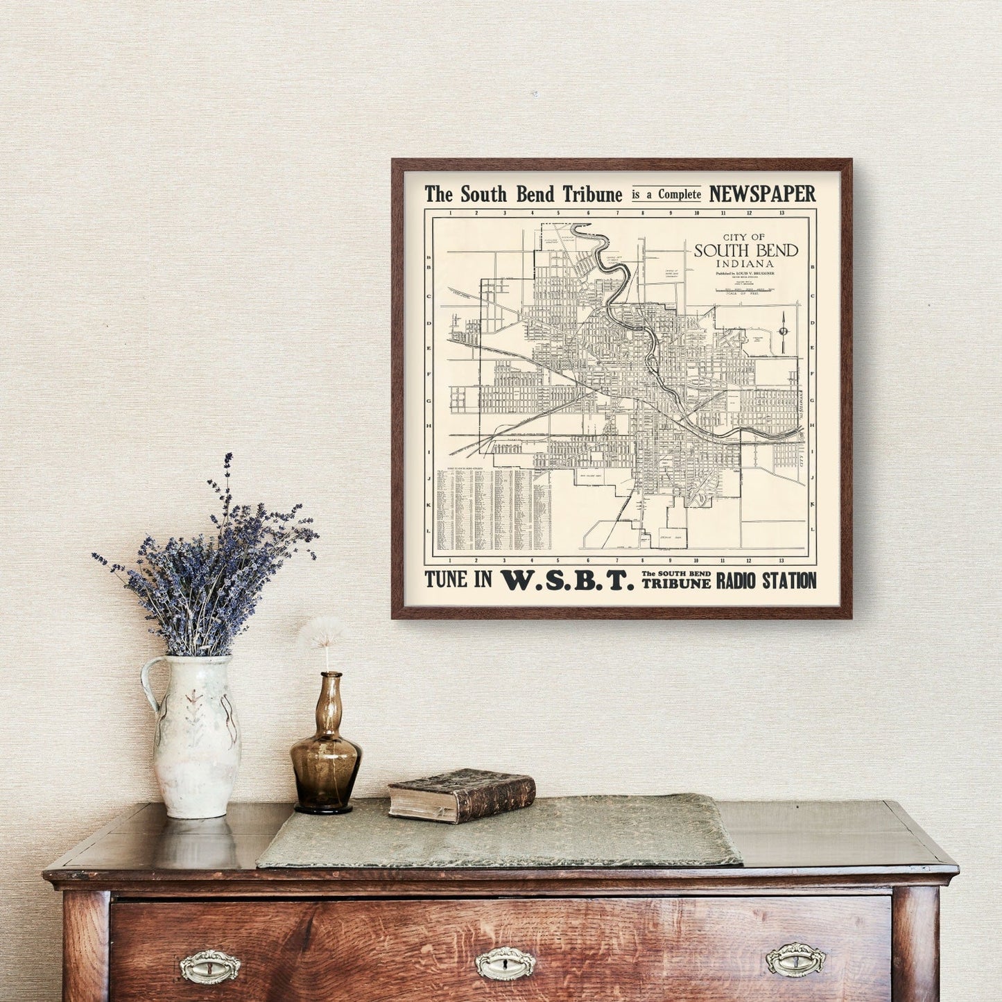 Vintage Map of South Bend, Indiana 1931