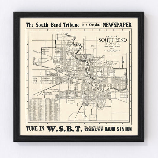 Vintage Map of South Bend, Indiana 1931